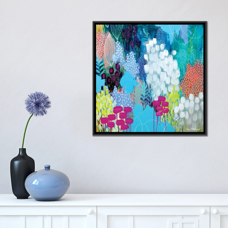" Joy " by Clair Bremner, 18" H x 18" W x 1.5" D, No Matte, Black Framed Canvas