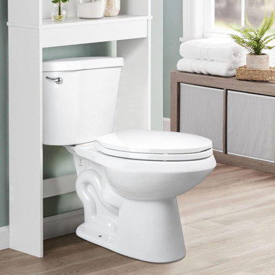 Siège de toilette allongé avec charnières à fermeture lente, quatre pare-chocs ne se desserrent jamais et se retirent facilement, deux ensembles de pièces, plastique, blanc