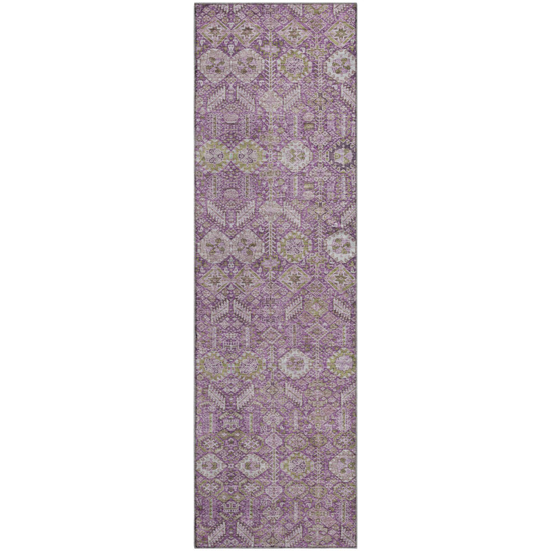 Premium Machine Washable Cerrito AMF574 Lavender Rug, Runner 2'3" x 7'6"