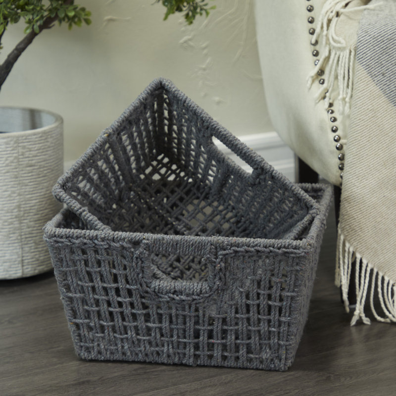 Ensemble de 2 paniers en tissu, gris
