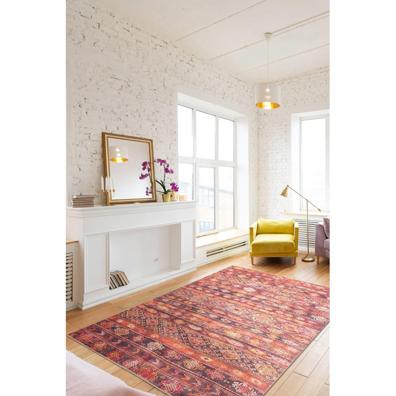 Tapis décoratif rouge Soul Soul, Rectangle 8 pi 3 po x 11 pi 6 po