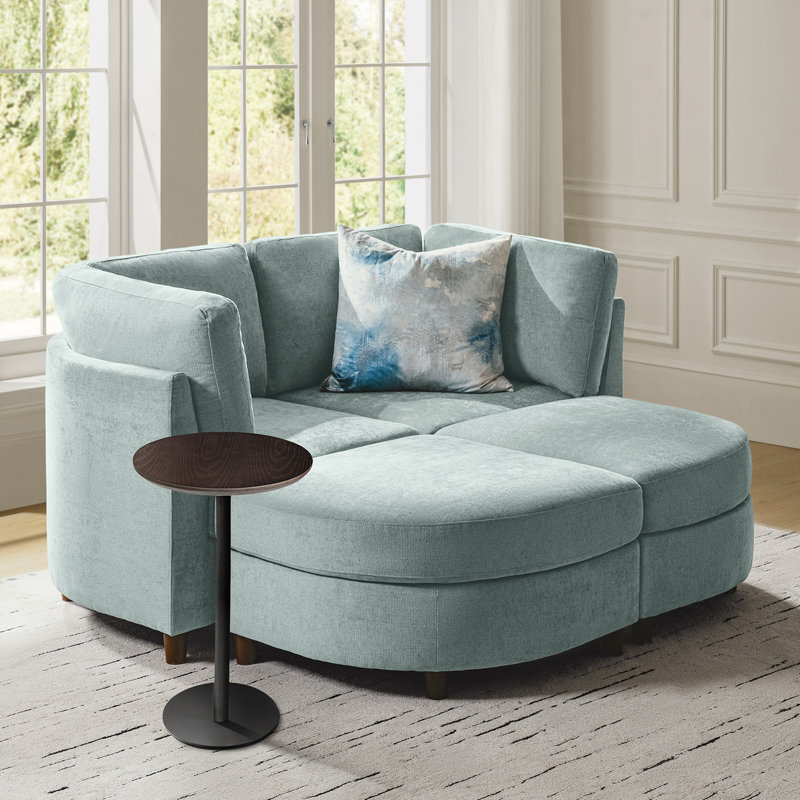 Taneiqua Modern 145.54cm W 2 Seater Chenille Sofa with Modular Design, Sage