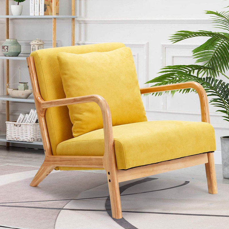 Upholstered Armchair, Yellow Linen