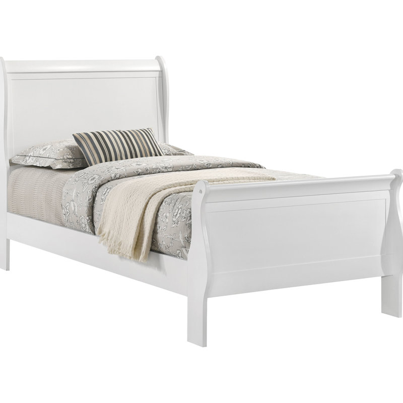 Lit à panneau simple en bois blanc pour chambres à coucher de style côtier et moderne avec tête de lit haute, chambre à coucher à hauteur moyenne