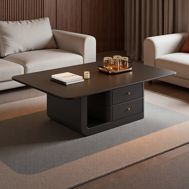 Table basse avec rangement Simplicity, Noir, H 16,53 po x L 51,18 po x l 27,55 po