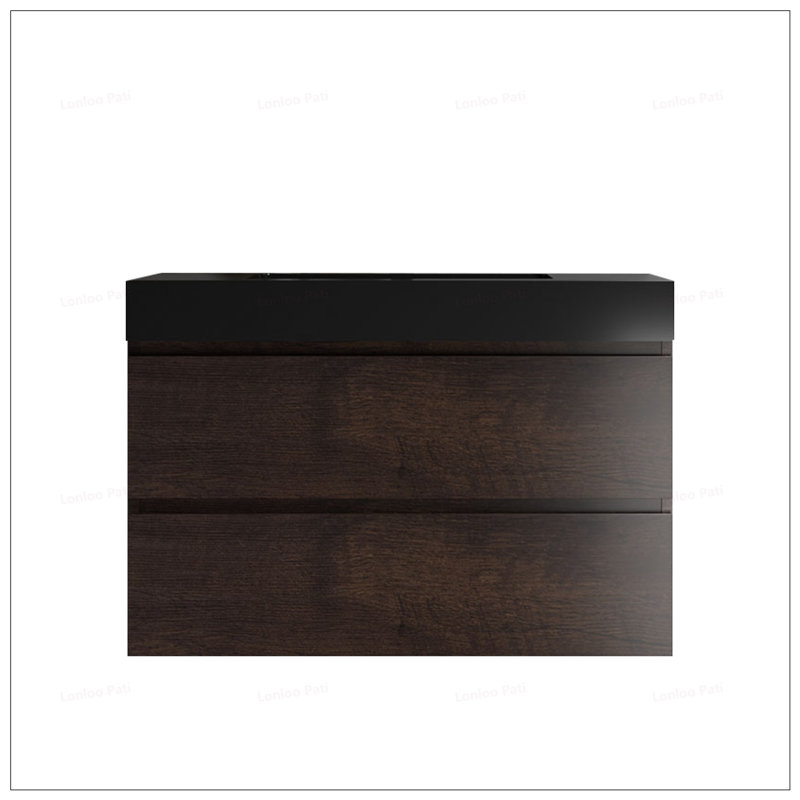 Integrated Engineered Quartz Basin with Sleek Matte Black Finish, Durable and Stylish for Modern Bathrooms