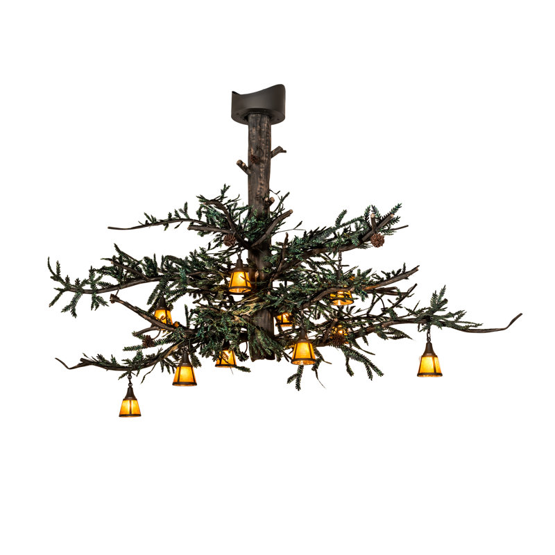 Lustre empire unique à 10 lumières en pin