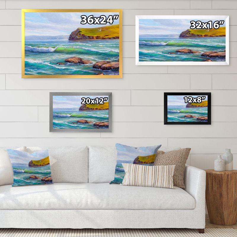 «Beautiful Beach On Ocean Shore», reproduction d'art nautique et côtière, Cadre photo noir, H 8 po x l 12 po x P 1 po