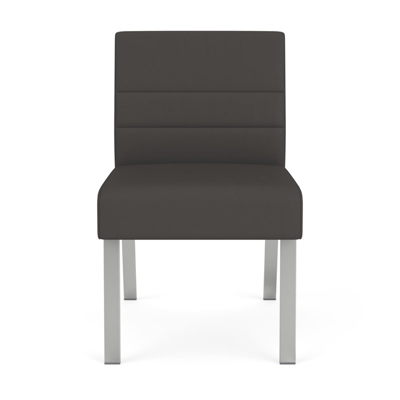 Chaise d'invité sans accoudoirs Waterfall, Argent, Noir Patriot Plus - Vinyle lavable au chiffon
