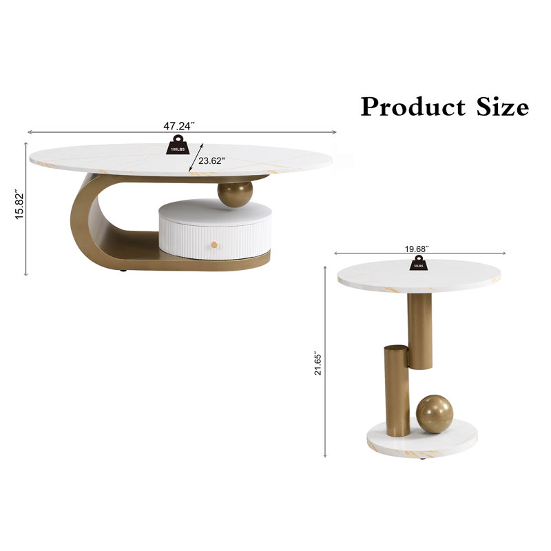 Table basse Modern Modern, Doré