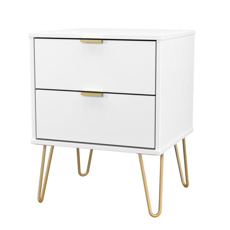 Turah 2 Drawer Bedside Cabinet (Ready Assembled), White Matt