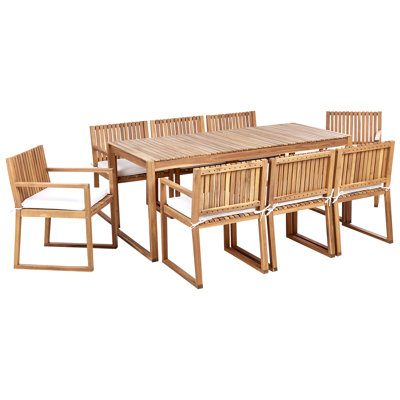 Adamina 8 - Person Acacia Patio Dining Set with Rectangular Table , Cushions Included