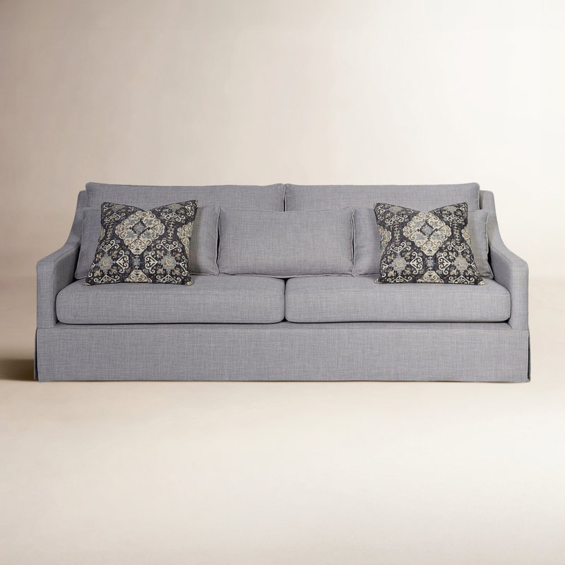 Haley Upholstered Sofa with Pillows, Gray