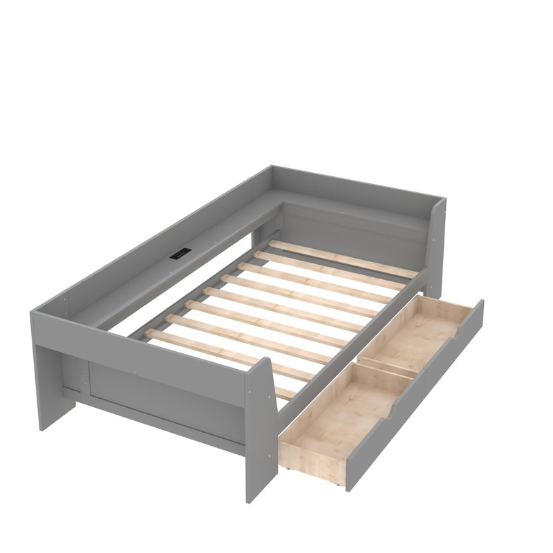 Lit avec rangement Maricica, gris
