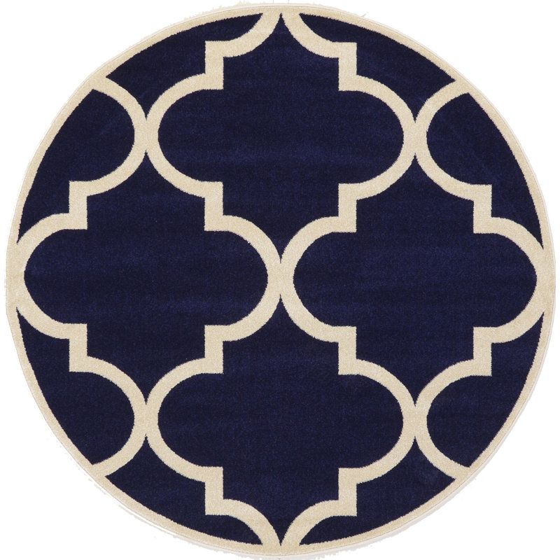 Tapis bleu marine / ivoire Molly, Rond 6 pi 1 po