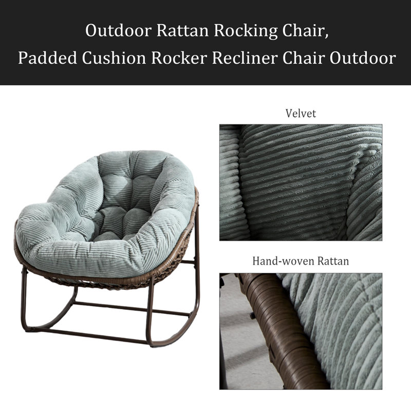Chaise berçante d'extérieur en rotin, Vert clair