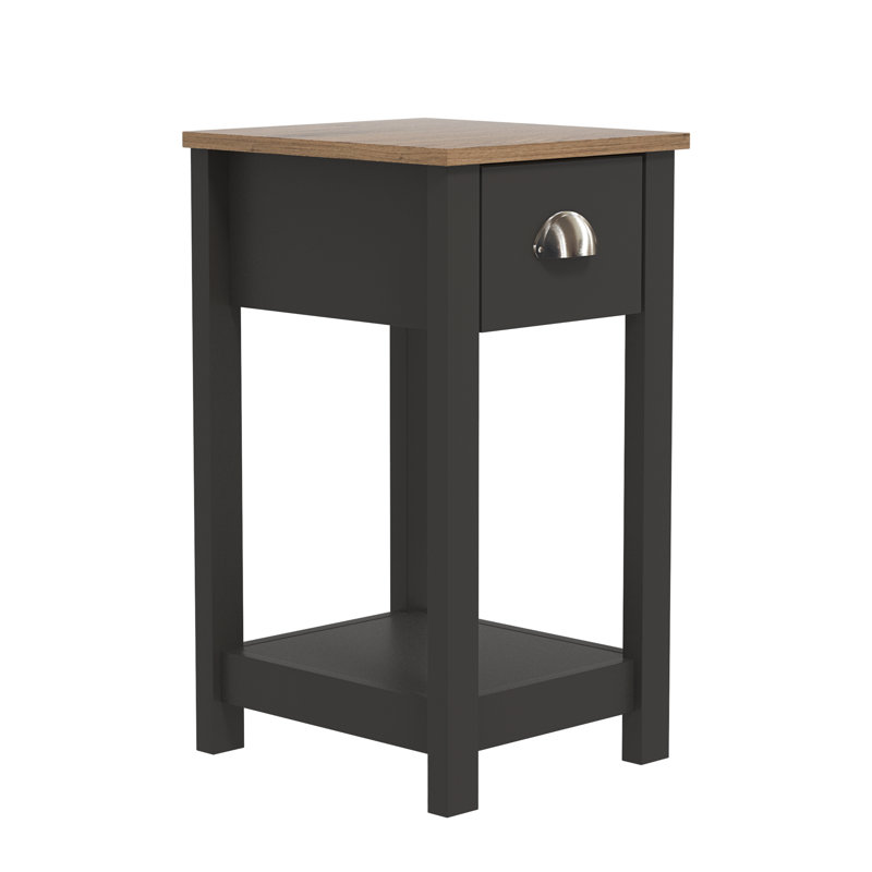 Aabas Bedside Table, Dark Grey