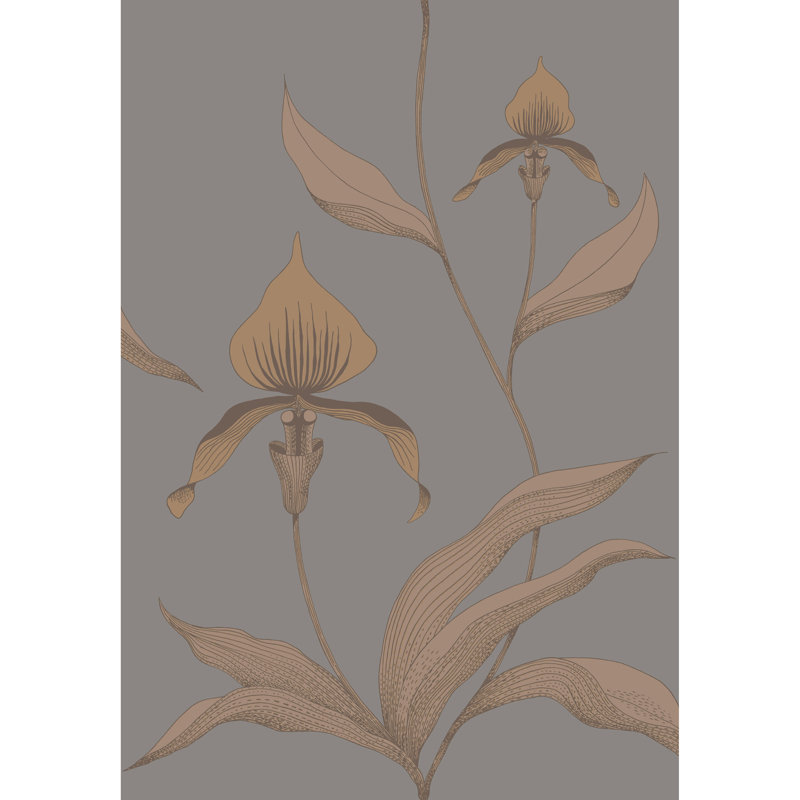 Orchid Floral Wallpaper Roll, Bronze/Slate