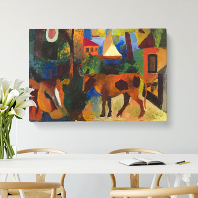Landscape with Cows by August Macke - Wrapped Canvas Painting