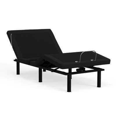 Metal Twin Xl Adjustable Bed: Glide Towards Wall, Zero , Timer Dark Grey Base: Wireless Remote, Head & Foot Massage Memory Function