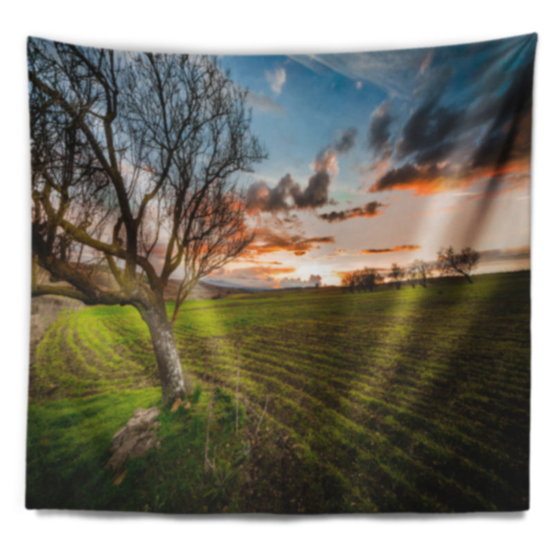 Tapisserie paysage paysage coucher de soleil en sardaigne, H 32 po x l 39 po