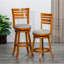 Chaise avec dossier à lattes de hauteur de comptoir 24 po avec éclat naturel et tabouret pivotant beige-442241520-442241522