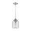 Mini-luminaire suspendu en nickel brossé Helgi avec abat-jour en verre transparent