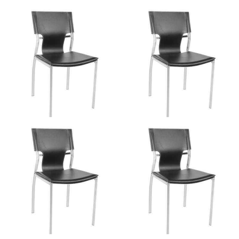 Chaise d'appoint en acier inoxydable, Noir