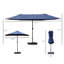 Parasol de patio rectangulaire de 15 pi, structure portative bleu foncé, manivelle facile, double face pour la cour arrière, auvent près de la piscine, piscine, cour arrière