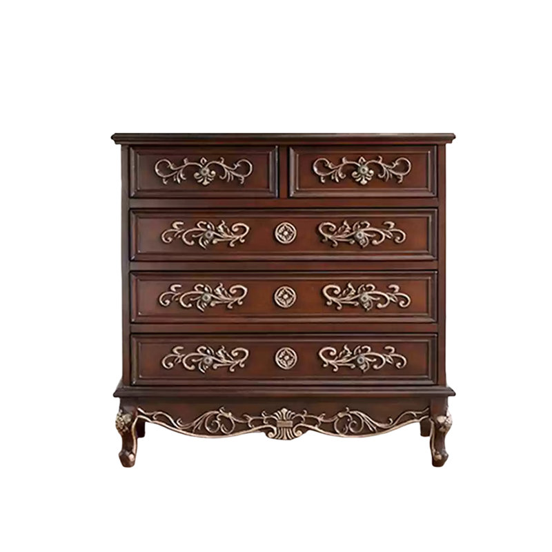 Commode d'appoint 5 tiroirs Vintage, Noyer