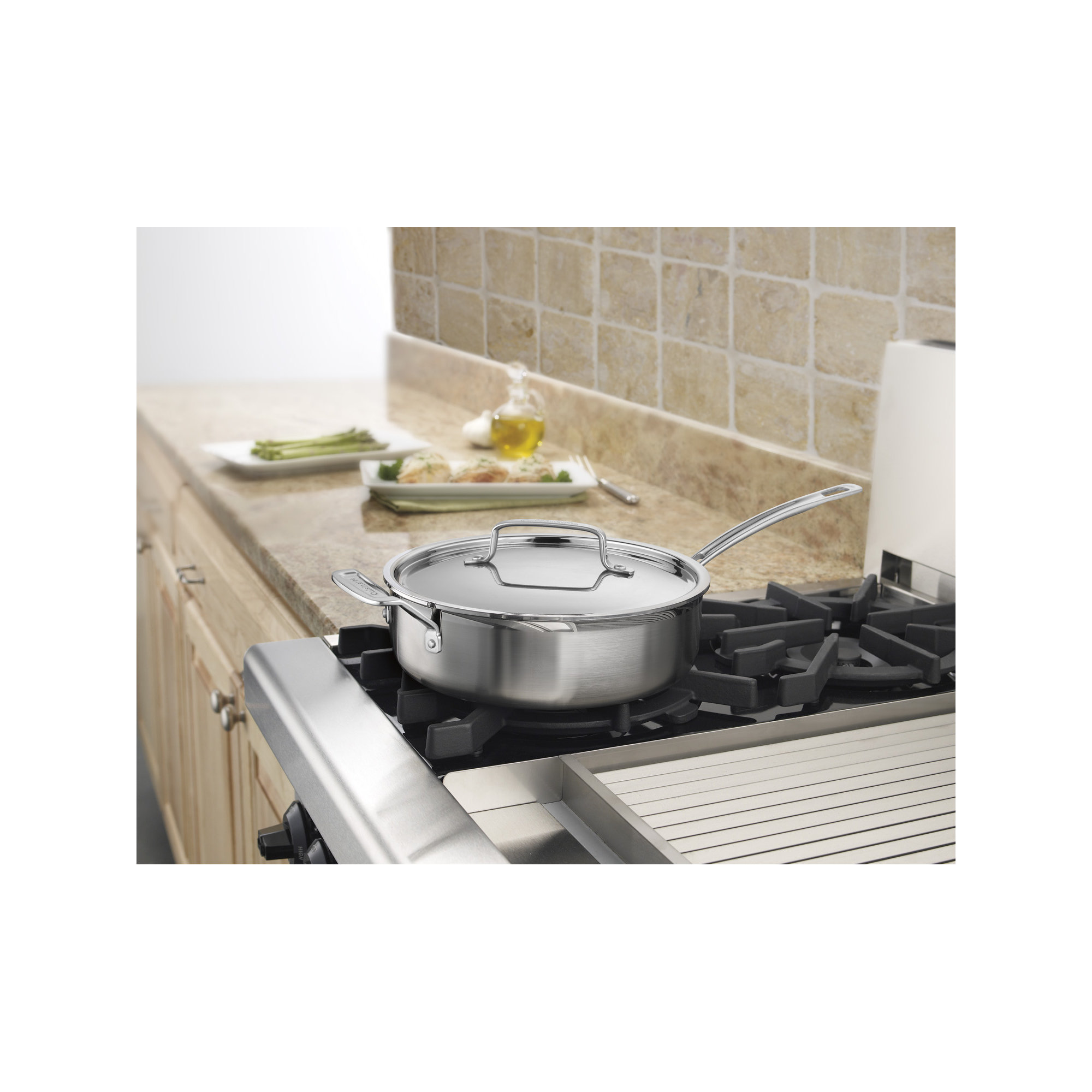 Cuisinart MultiClad Pro Stainless Steel Quart Sauté Pan with Lid, 3.5 qt.