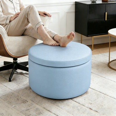 Fully Assembled 27" Diamond Quilted Texture Faux Leather Storage Ottoman