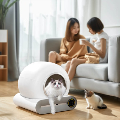 Bac à litière intelligent intelligent pour 1 à 3 chats, bac à litière autonettoyant pour chat avec contrôle de l'application, gestion avancée des odeurs et élimination des déchets, idéal pour les maisons multi-chats, sans tracas et facile d'entr