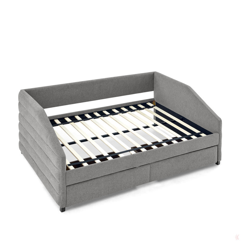 Marchese Linen Upholstered Daybed, Gray, Queen
