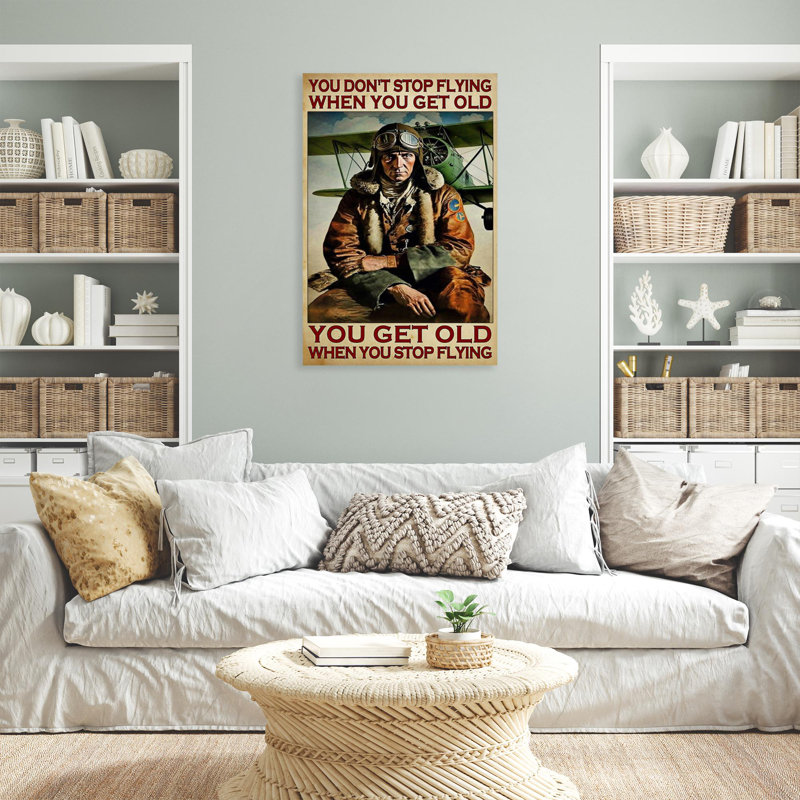 Impression sur toile, "You Get Old When You Stop Flying" - 1 pièce, H 36 po x l 24 po x P 1,25 po