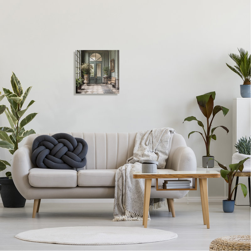 Green French Architecture Canvas Wall Art, 17" x 17"
