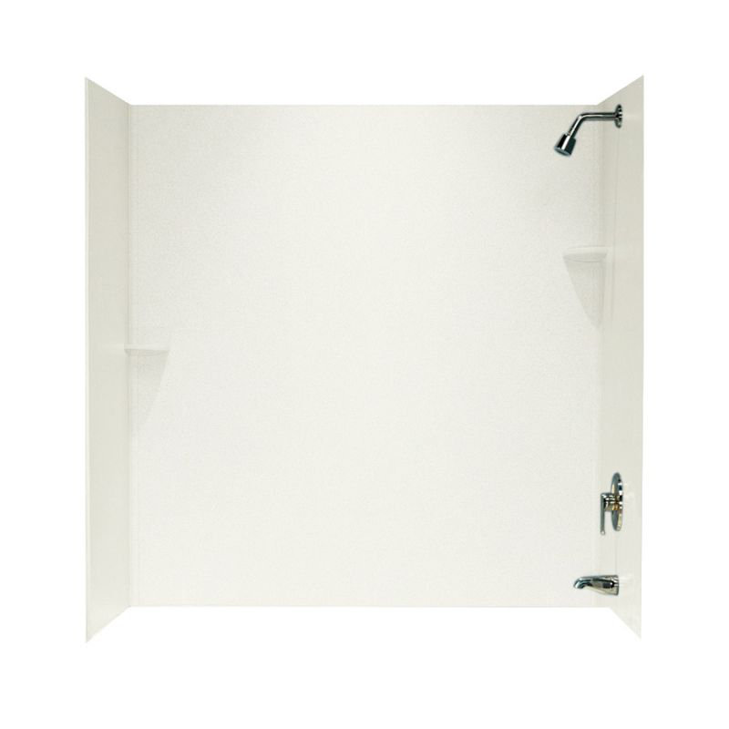 Paroi de douche à trois panneaux 60 po x 60 po x 30 po Solid Surface, Bisque
