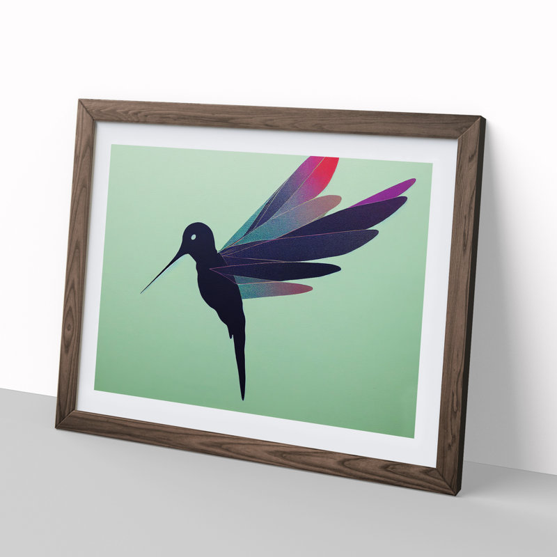 Luscious Hummingbird - Single Picture Frame Print, 25cm H x 34cm W x 2cm D, Walnut