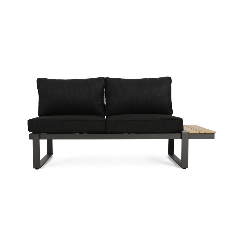 Dark Grey Left Arm Seater With Aluminum Construction, Water- Lining, Ornamental Faux Wood Body And Extra Space