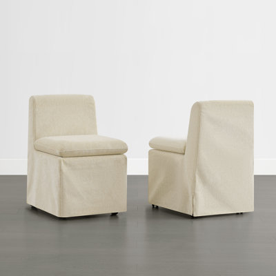 Upholstered Dining Chair with Washable Slipcover & Casters