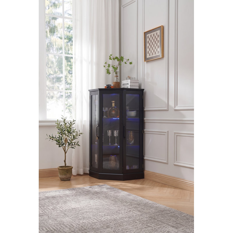 49.4‘’ Corner Cabinet with Adjustable Shelves & Spacious Storage, Corner Storage Cabinet,Corner Liquor Cabinet for Living Room & Kitchen,White