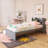 Wood Frame Twin Size Bed With Trundle,Bookcase-2057102596