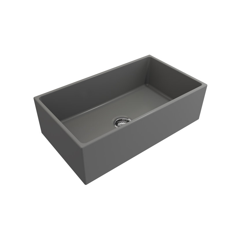 33 in. L Farmhouse Kitchen Sink, Matte Gray