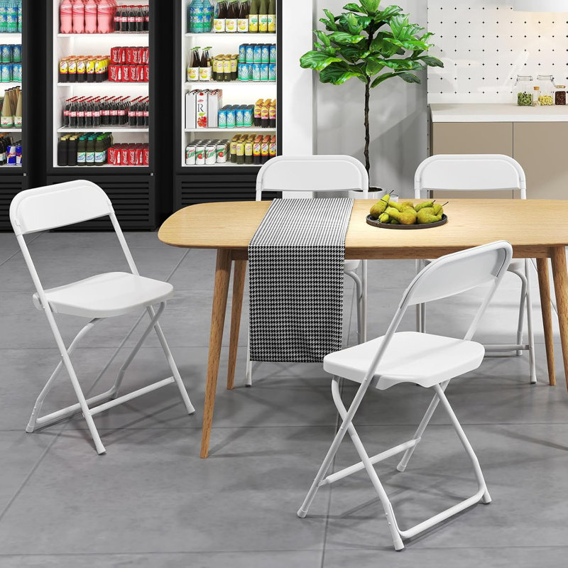 Ensemble de chaises pliantes empilables en plastique / résine (ensemble de 6), Blanc, 6
