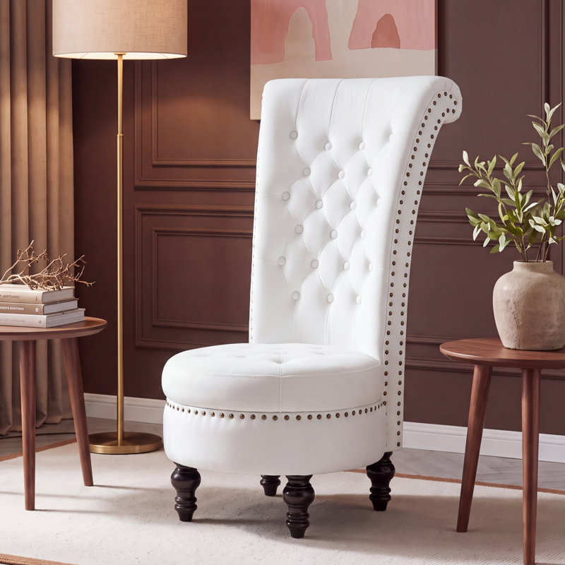 Jairaj Upholstered Accent Chair, White Velvet, 1