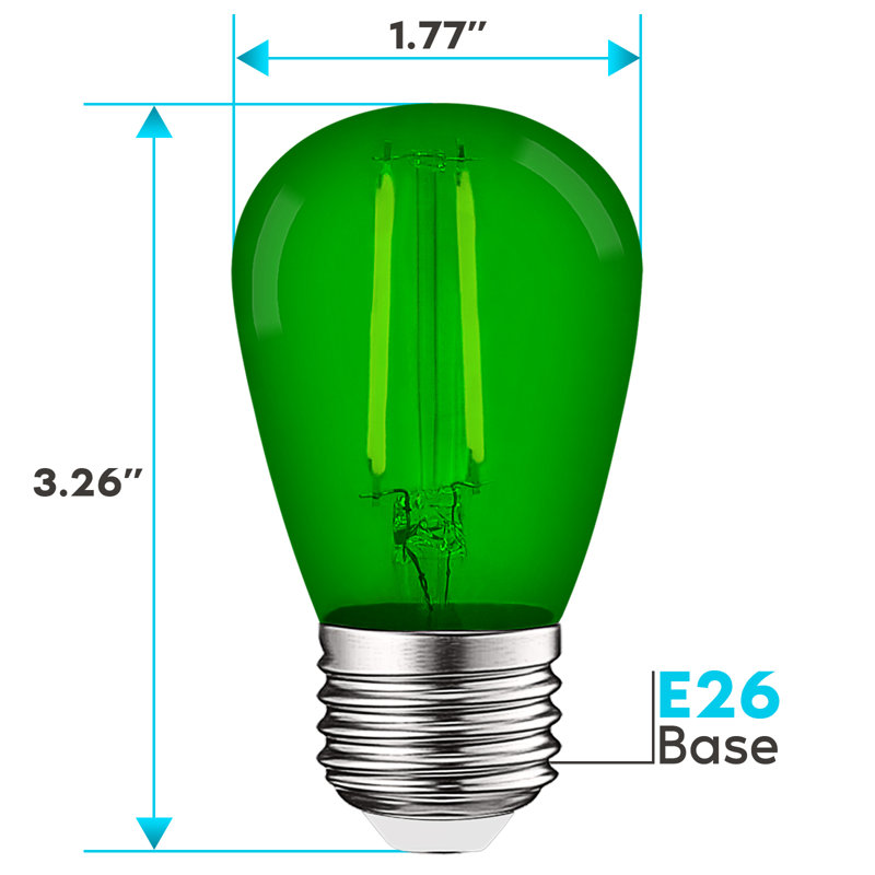 Ampoules DEL rouges et vertes S14, 0,5 W, base E26, intérieur extérieur
