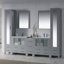 Ensemble de meuble-lavabo double 102 po - Armoire en bois massif, lavabos doubles en céramique, tiroirs à fermeture en douceur, armoire latérale, miroirs et tours en lin-49240111