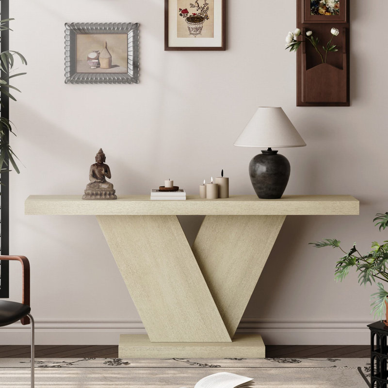 Console en bois massif Minerva, Imitation chêne