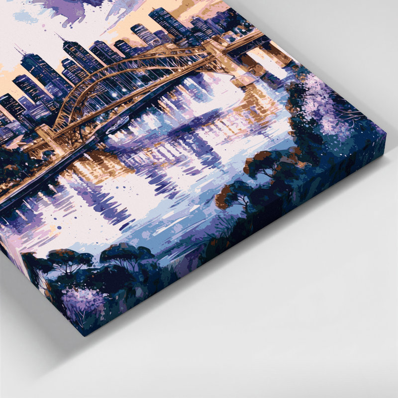 Cities Brisbane Australia Grey Canvas Wall Art, 8" H x 8" W