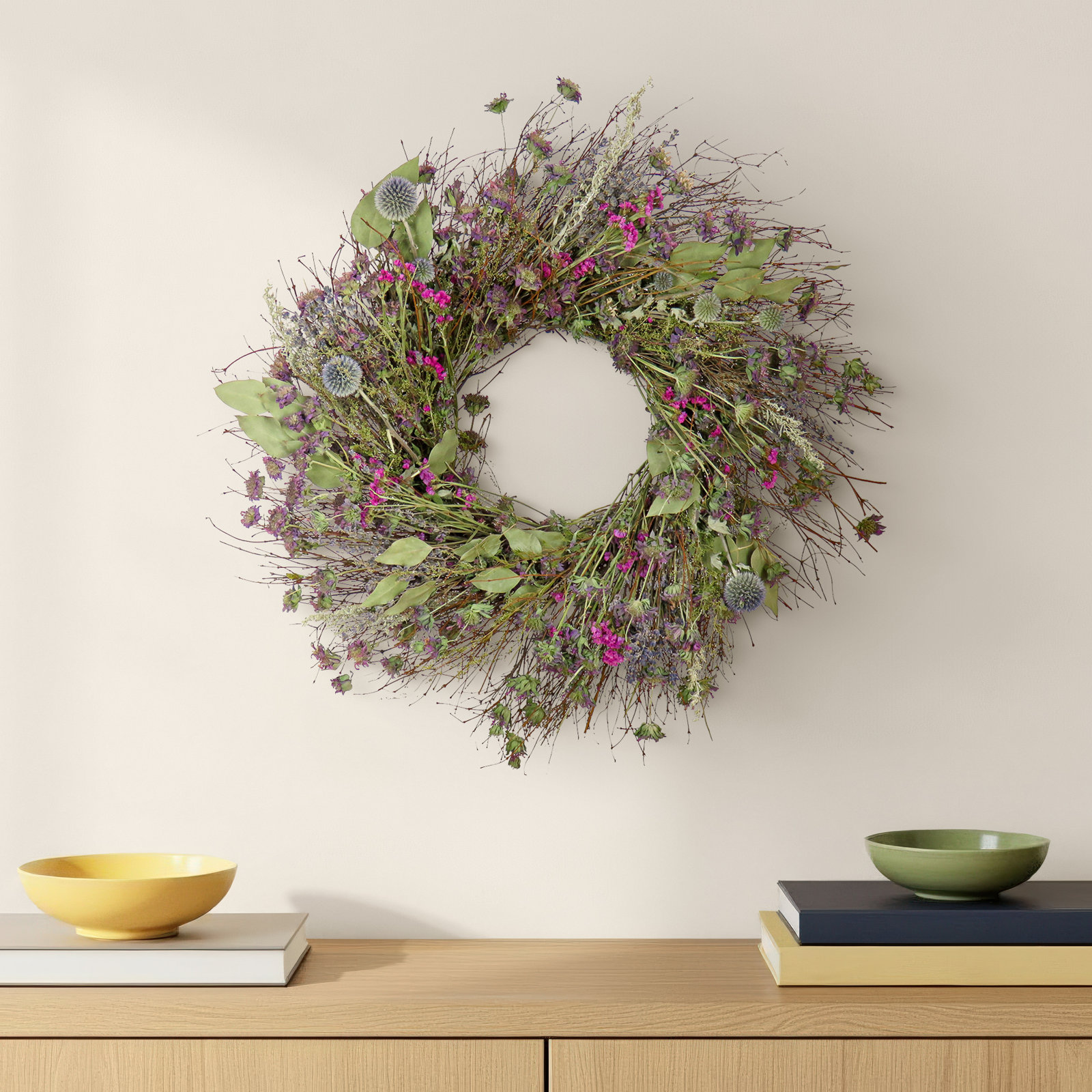The Holiday Aisle® 22" Eucalyptus and Wildflowers Spring Wreath
